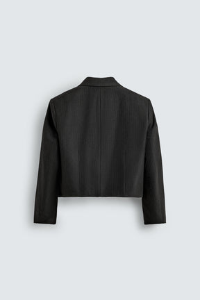 CROPPED FIT PINSTRIPE SUIT BLAZER - Image 6