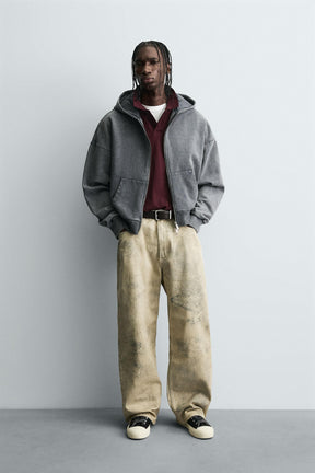 FADED PRINT BAGGY FIT TROUSERS - Image 1