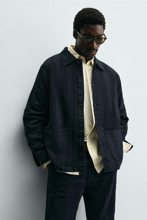 STRIPED JACQUARD OVERSHIRT - Image 6