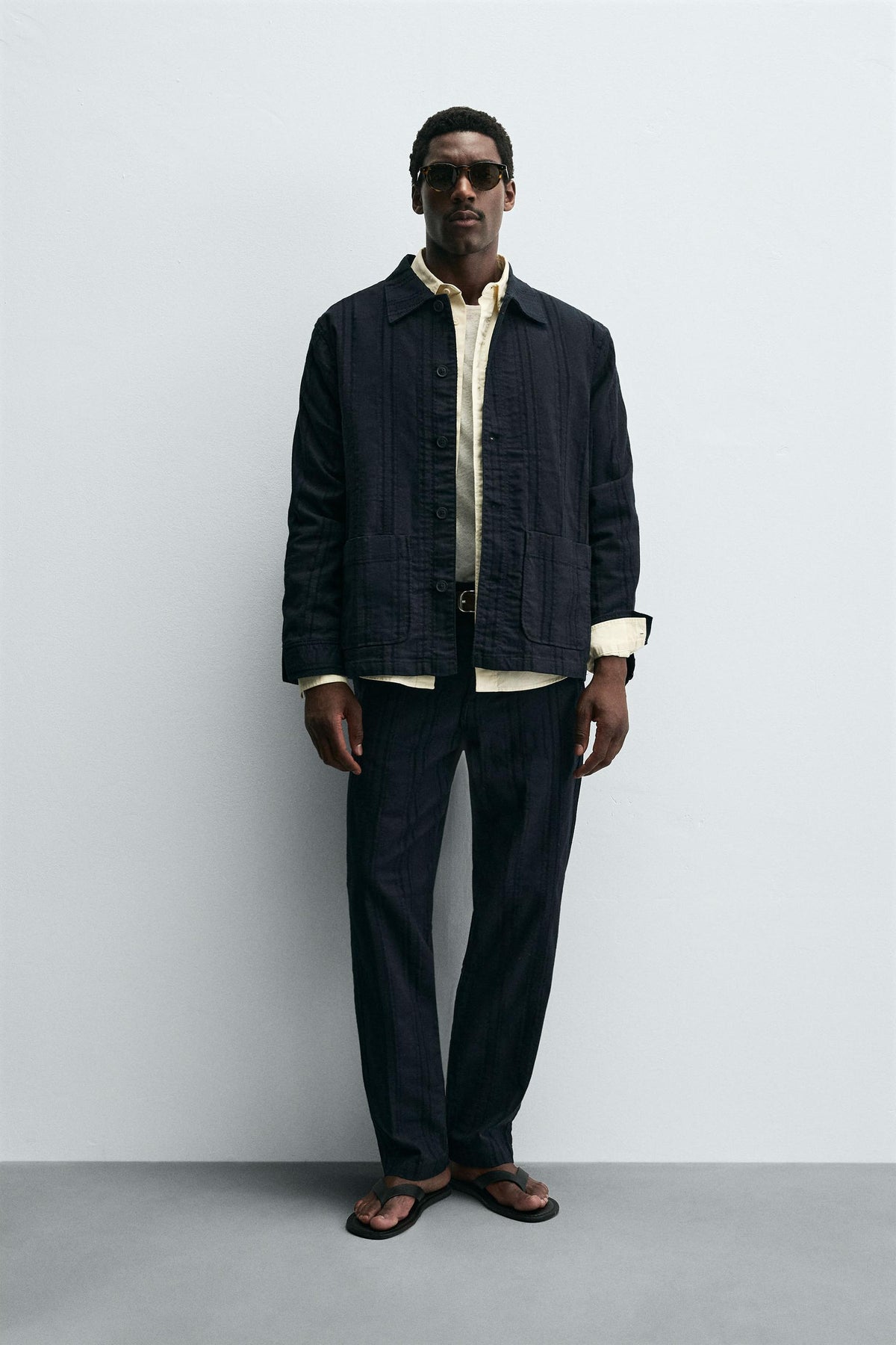 STRIPED JACQUARD OVERSHIRT - Image 1