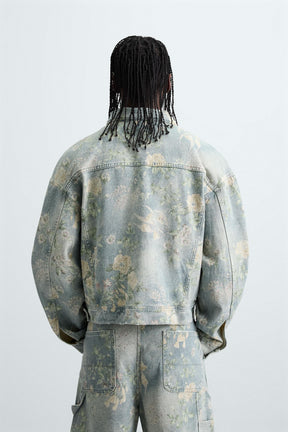 FLORAL PRINT DENIM JACKET - Image 3
