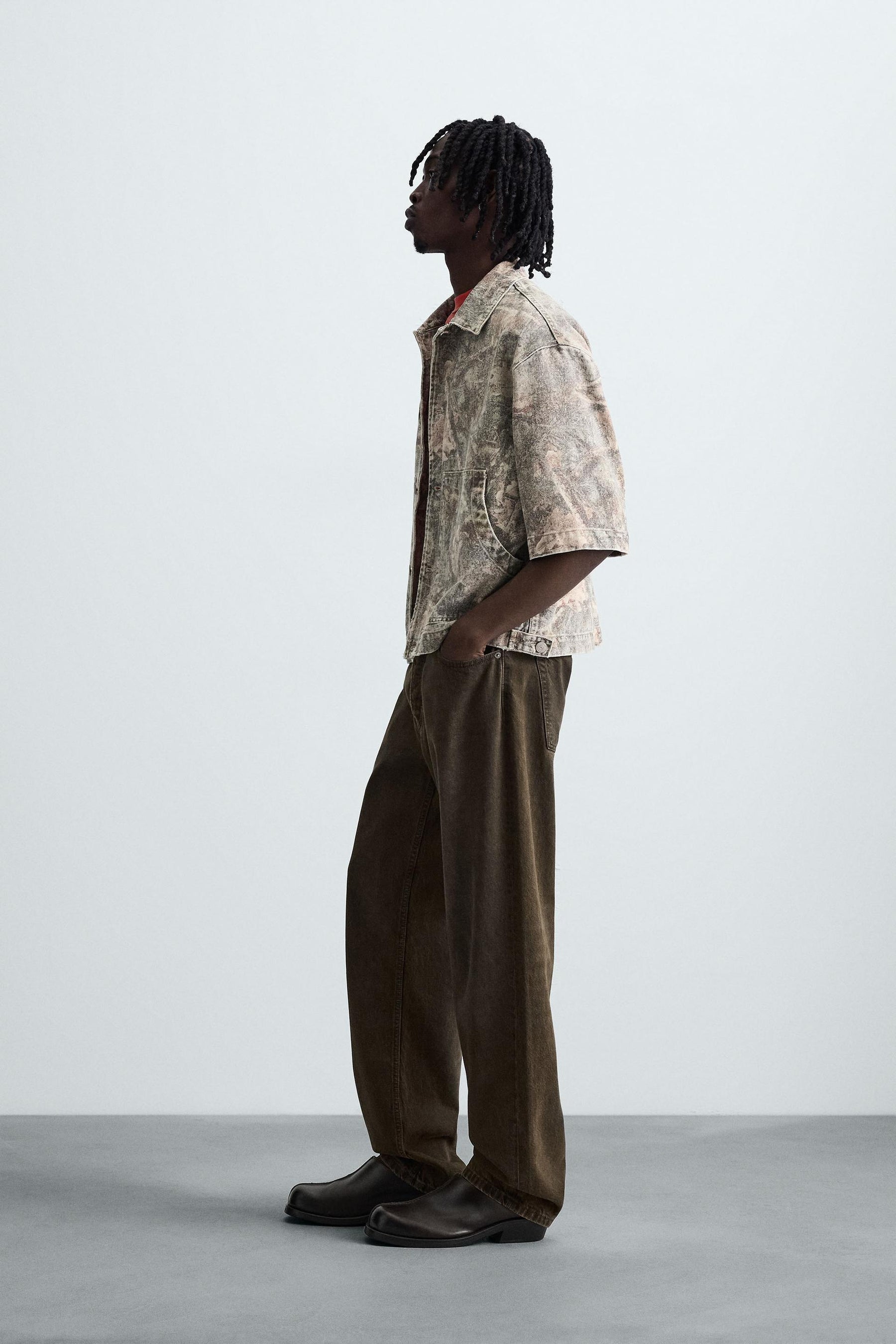 WASHED ABSTRACT PRINT OVERSHIRT - Image 4