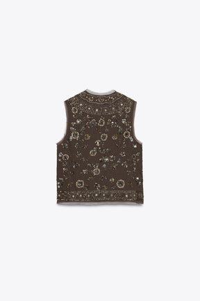 ZW COLLECTION BEADED EMBROIDERED WAISTCOAT - Image 3