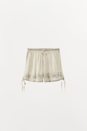 Embroidered Beaded Shorts