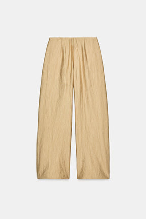 PLEATED METALLIC WIDE-LEG TROUSERS