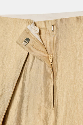 PLEATED METALLIC WIDE-LEG TROUSERS