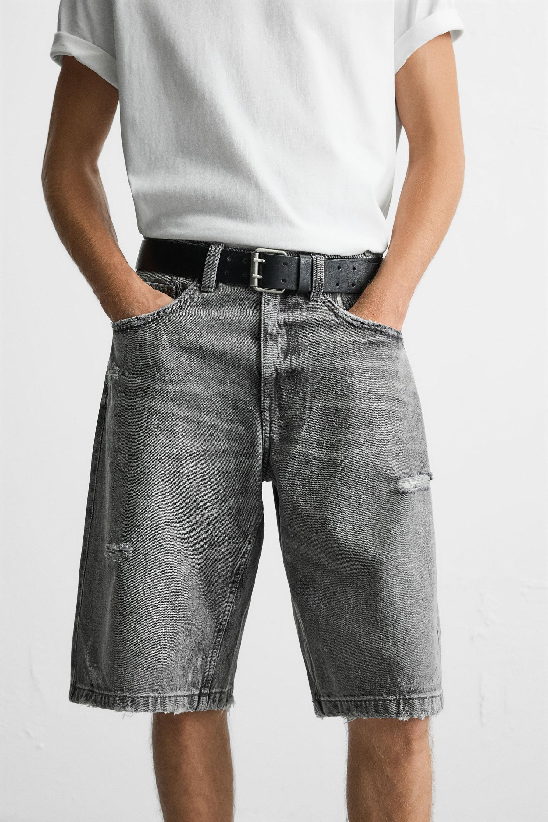 RIPPED BAGGY FIT DENIM BERMUDA SHORTS - Image 5