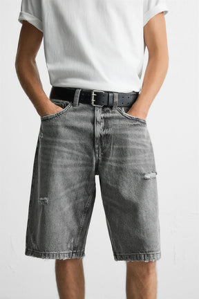 RIPPED BAGGY FIT DENIM BERMUDA SHORTS - Image 5