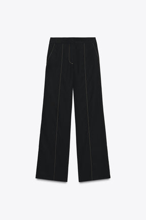Straight-leg trousers with topstitching