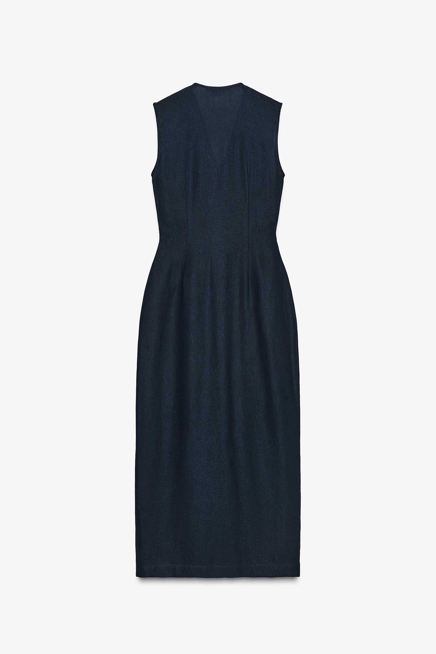 MIDI DRESS WITH LINEN BLEND BELT - Image 4