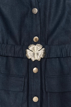 MIDI DRESS WITH LINEN BLEND BELT - Image 5