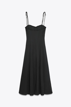 RUFFLE POPLIN MIDI DRESS - Image 3