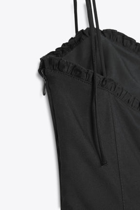 RUFFLE POPLIN MIDI DRESS - Image 4