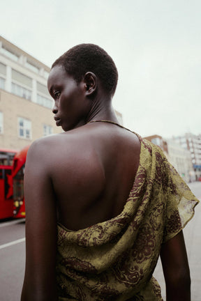 ASYMMETRIC PRINTED MIDI DRESS - Image 6