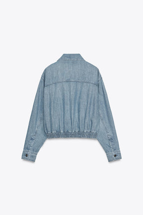ZW COLLECTION DENIM BOMBER JACKET - Image 6