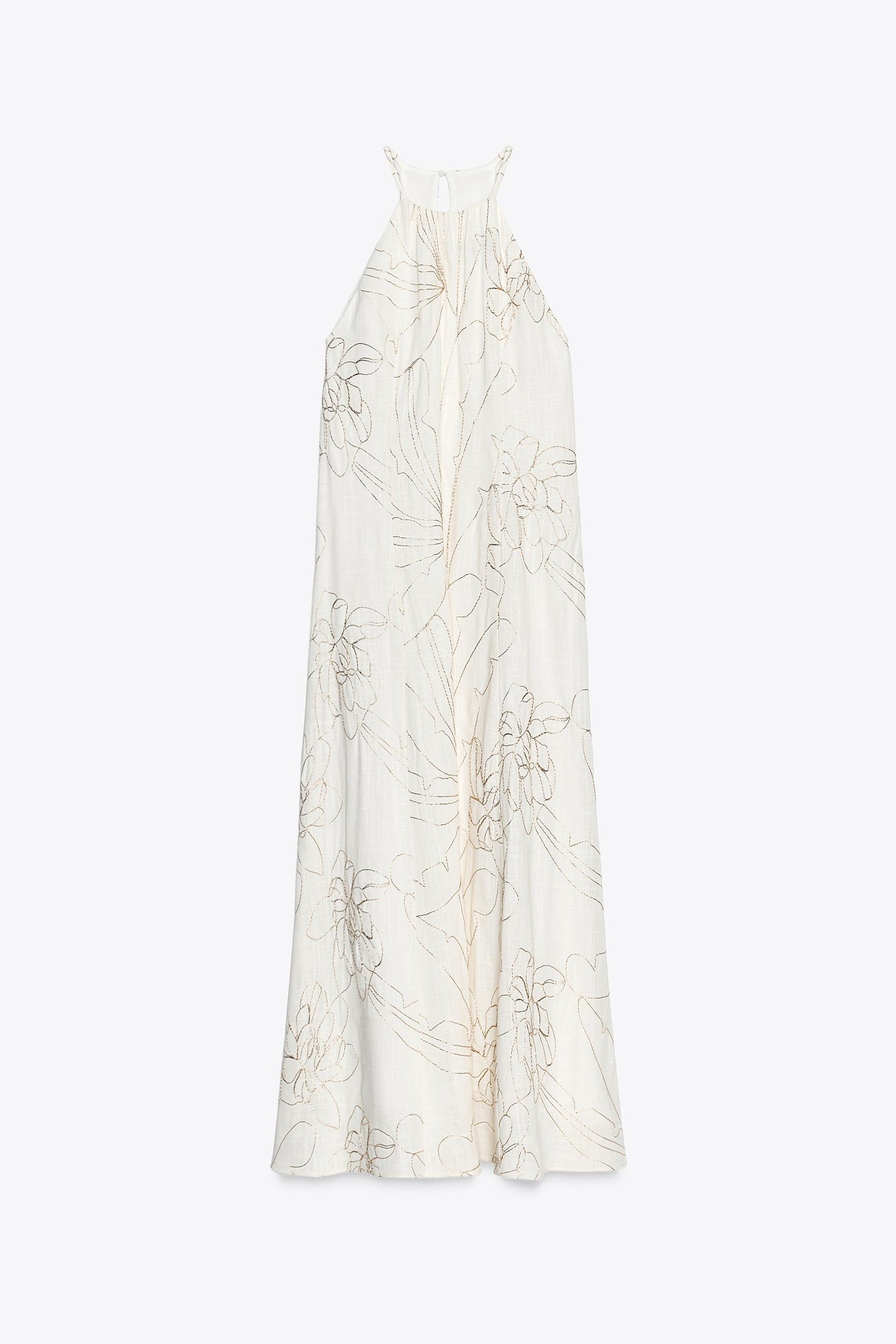 HALTER DRESS WITH FLORAL EMBROIDERY - Image 6