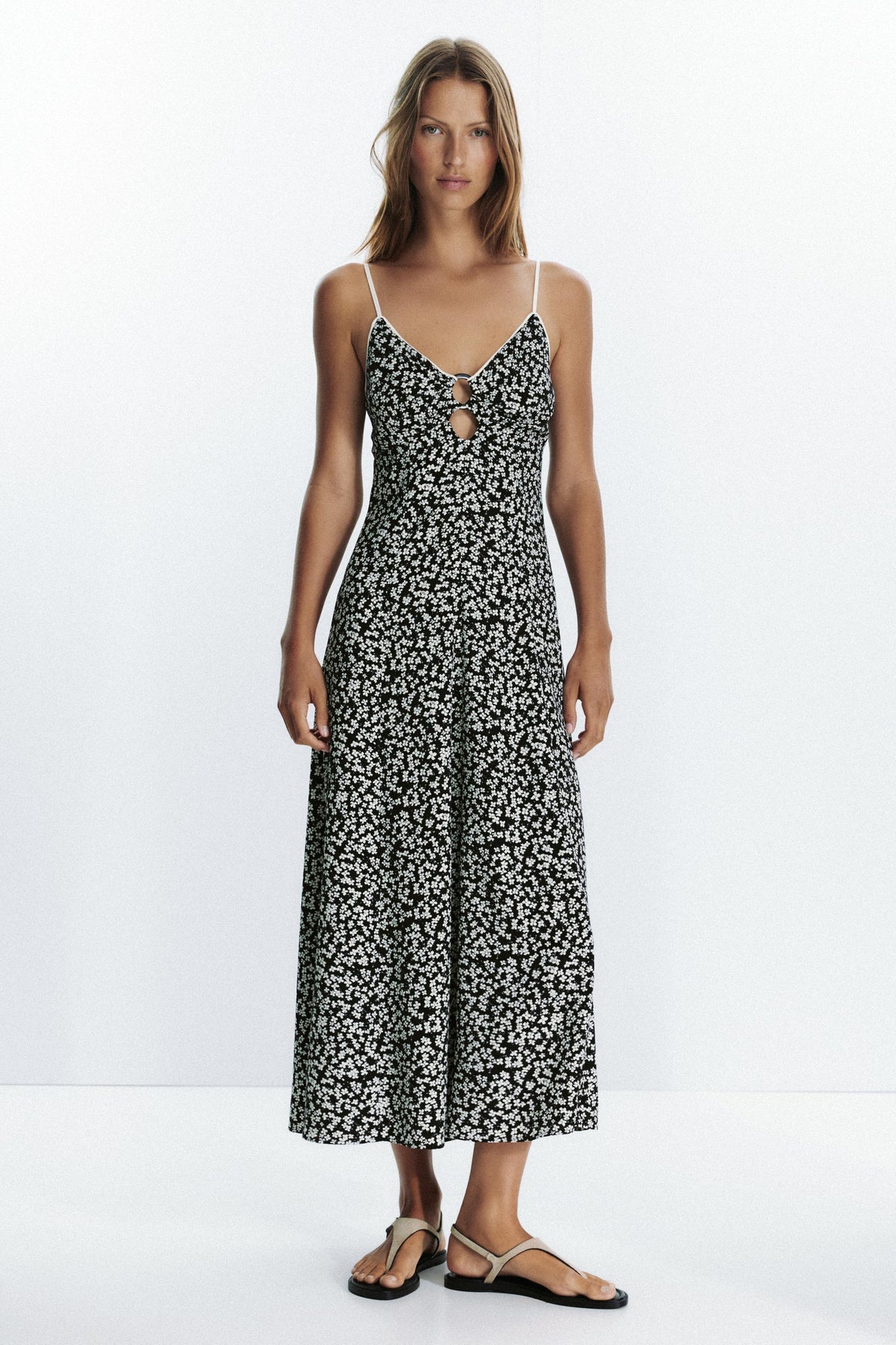 FLORAL PRINT MIDI DRESS - Image 1