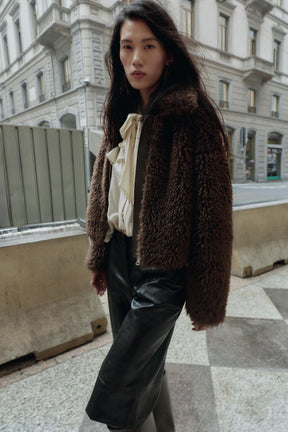 CROPPED FAUX SHEARLING COAT - Image 1