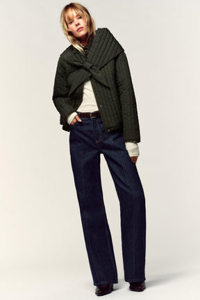 QUILTED JACKET WITH DETACHABLE SCARF - Image 1