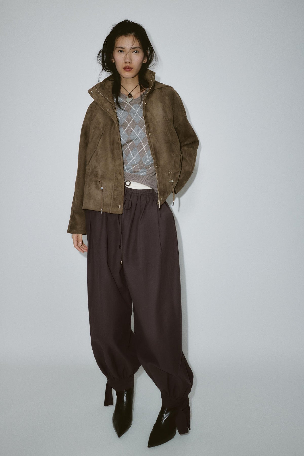 SUEDE EFFECT HOODIE JACKET - Image 1