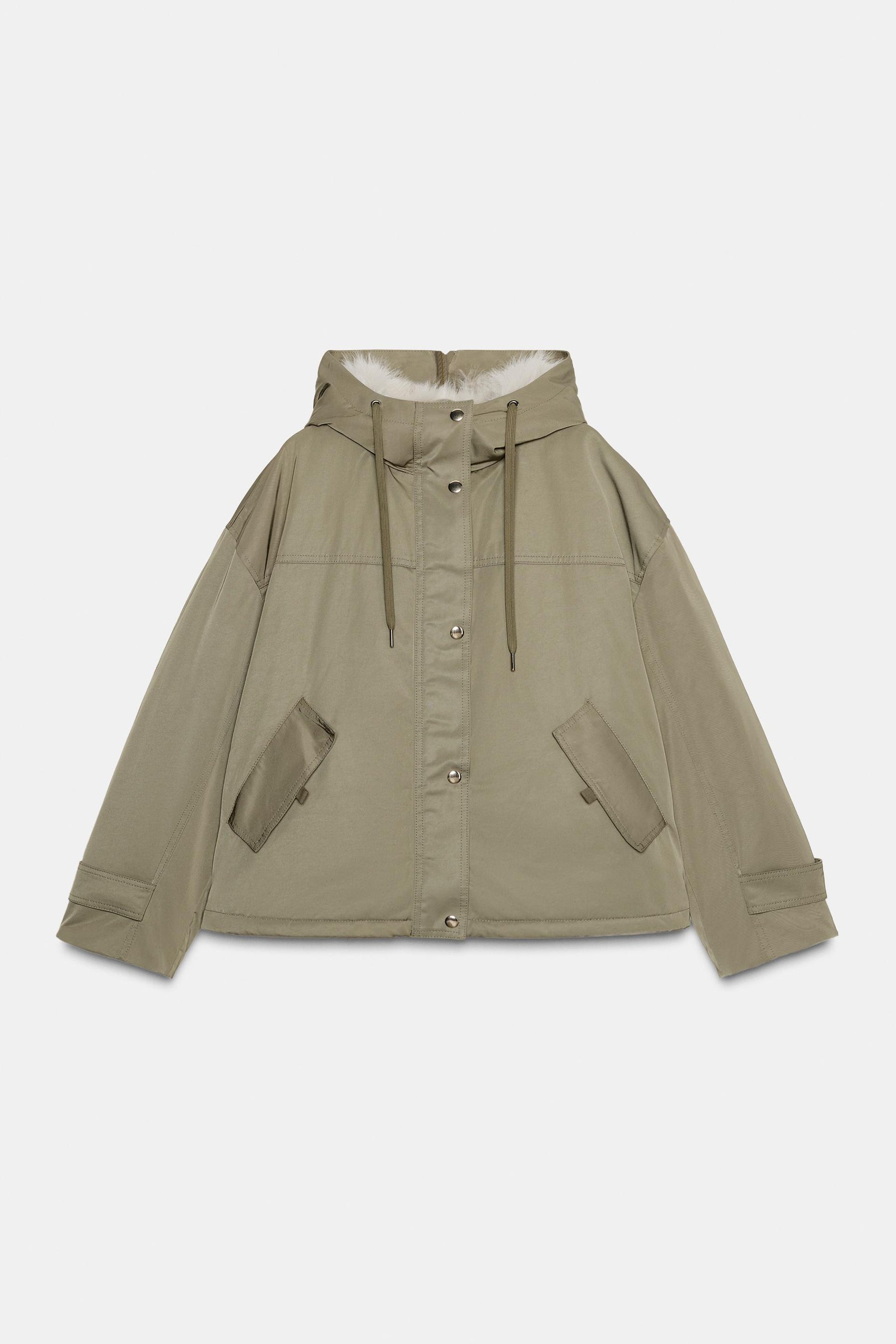 SHORT PARKA WITH FAUX FUR HOOD - Image 8