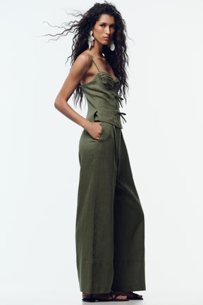 LINEN BLEND STRAPPY JUMPSUIT WITH BOWS - Image 3