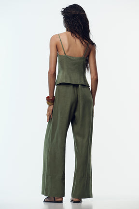 LINEN BLEND STRAPPY JUMPSUIT WITH BOWS - Image 7