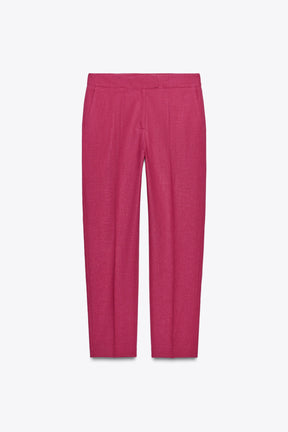 High-waist slim trousers