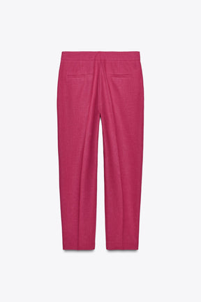 High-waist slim trousers