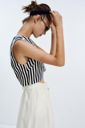 BELTED LINEN BLEND LONG DRESS - Image 4