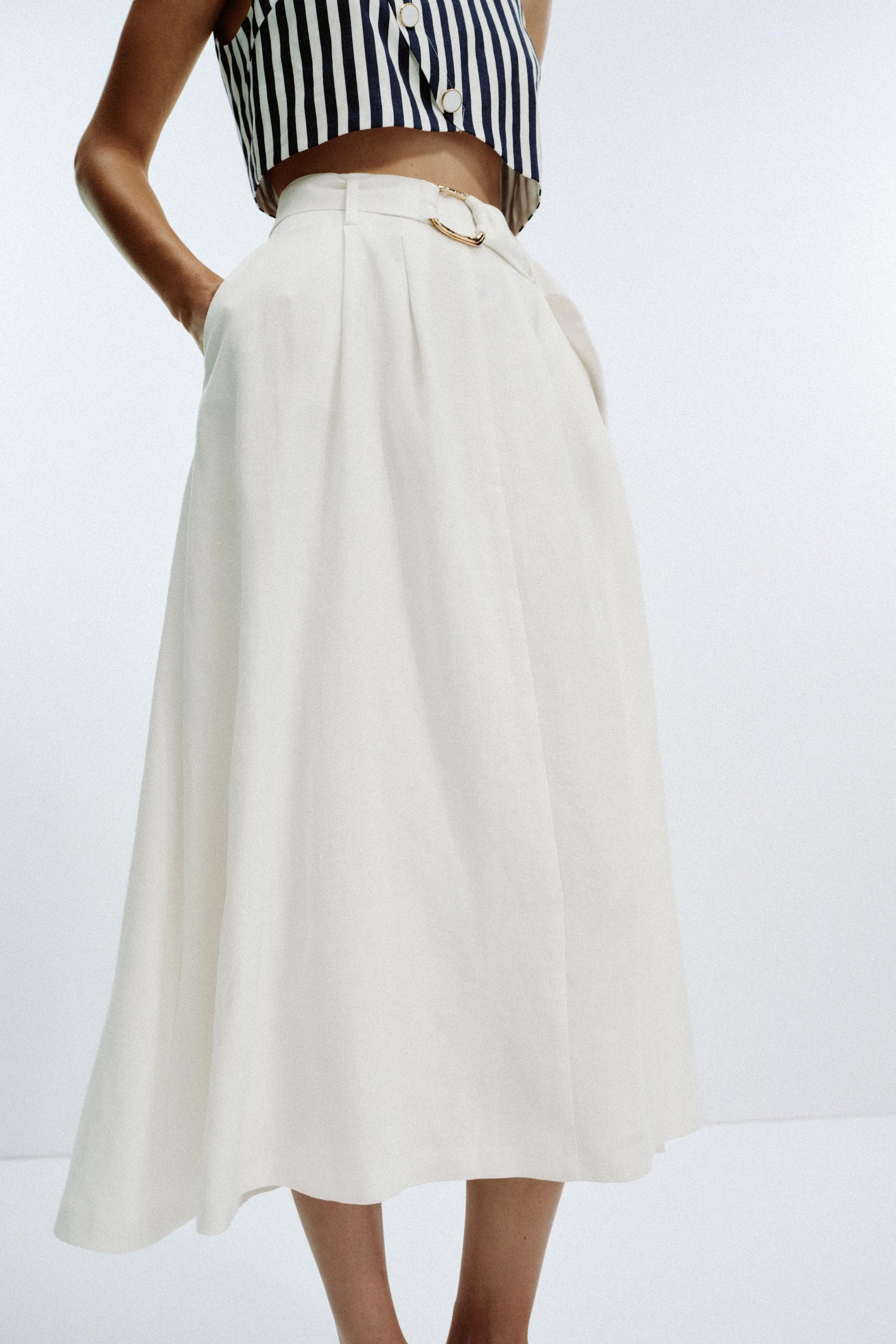 BELTED LINEN BLEND LONG DRESS - Image 5