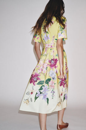 FLORAL PRINT MIDI DRESS WITH BELT - Image 4