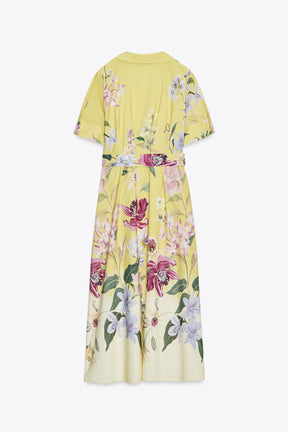 FLORAL PRINT MIDI DRESS WITH BELT - Image 5