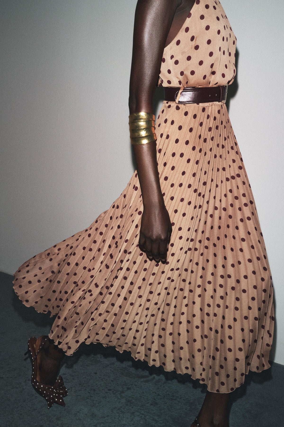 POLKA DOT MIDI DRESS WITH BELT - Image 2