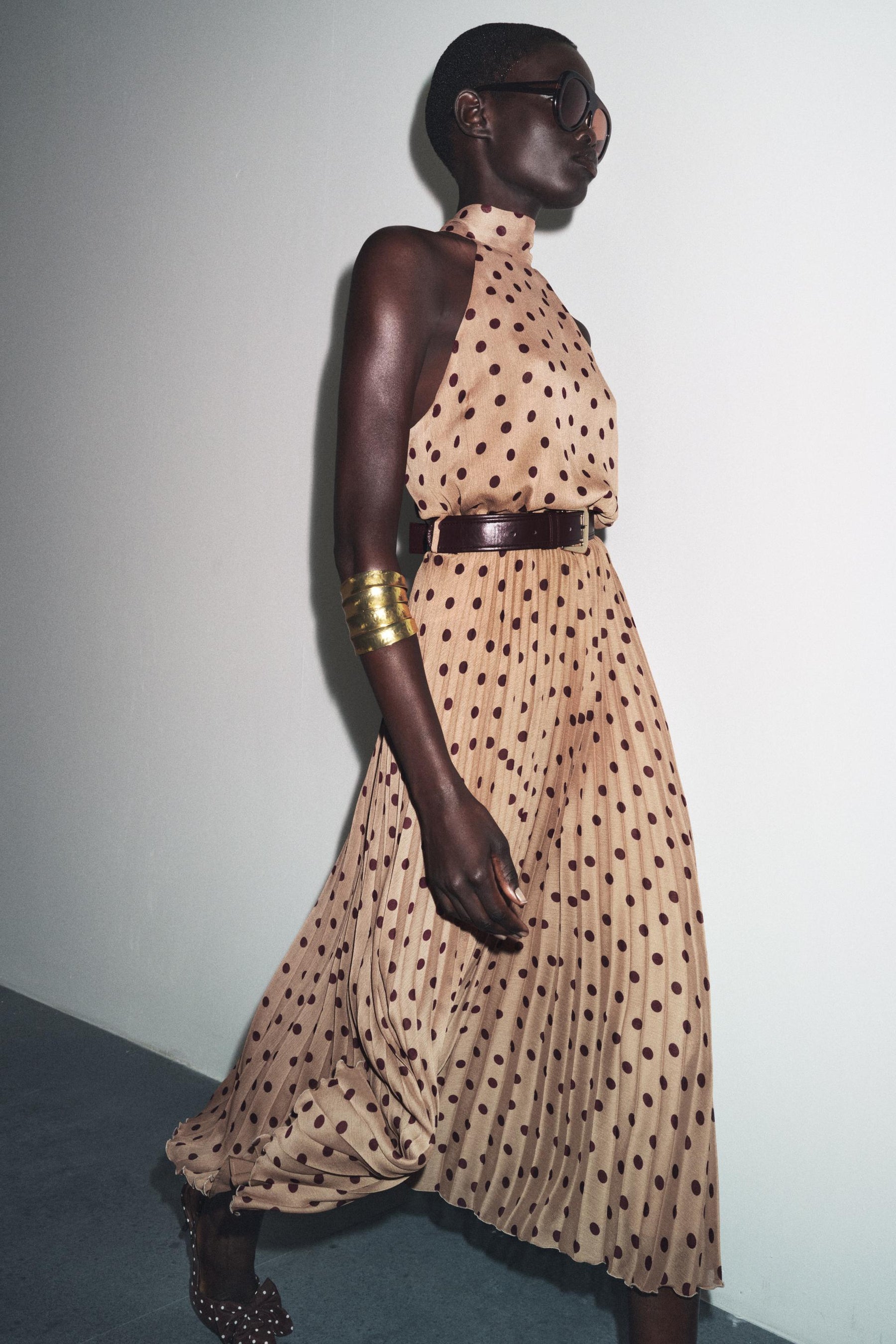 POLKA DOT MIDI DRESS WITH BELT - Image 3