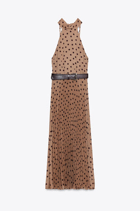 POLKA DOT MIDI DRESS WITH BELT - Image 4