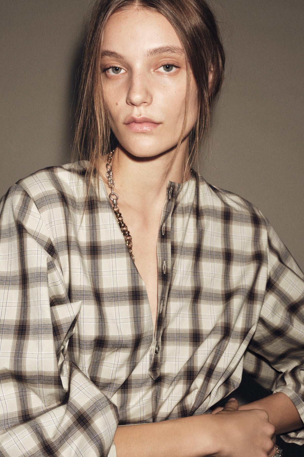 ZW COLLECTION CHECK SHIRT DRESS - Image 2