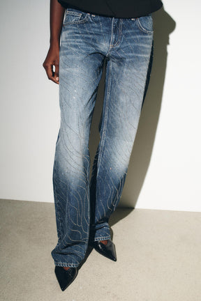 Rhinestone Wide-Leg Jeans