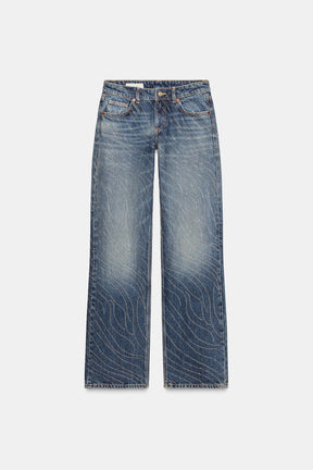 Rhinestone Wide-Leg Jeans