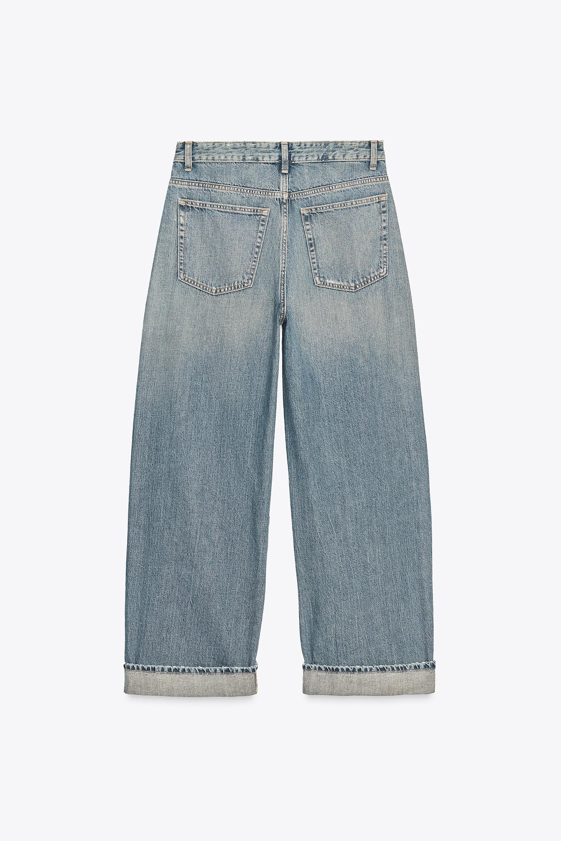 Baggy Folded Mid-Waist Jeans