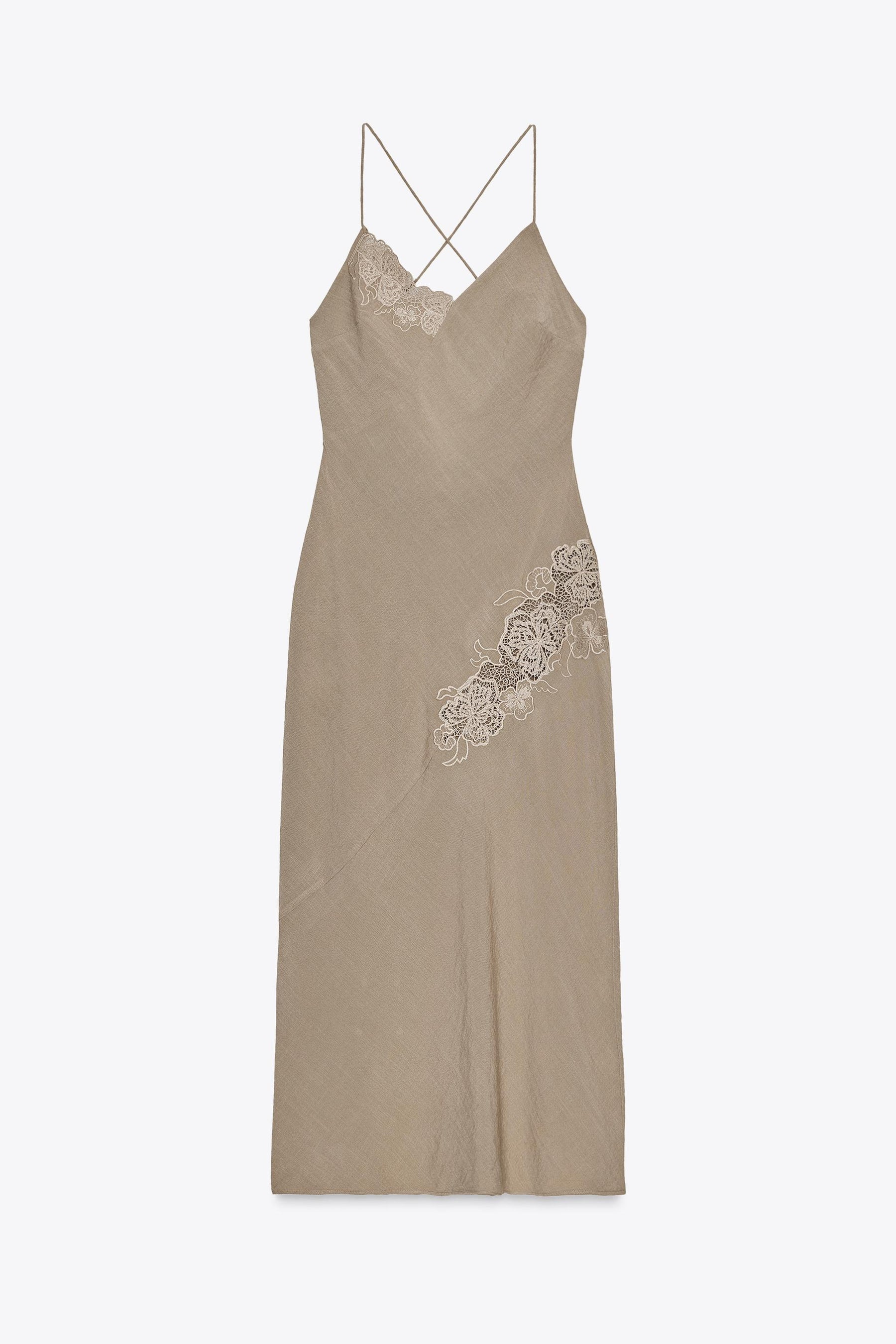 EMBROIDERED MIDI CAMISOLE DRESS - Image 3