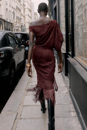 ASYMMETRIC DEVOURED FRINGE MIDI DRESS - Image 9