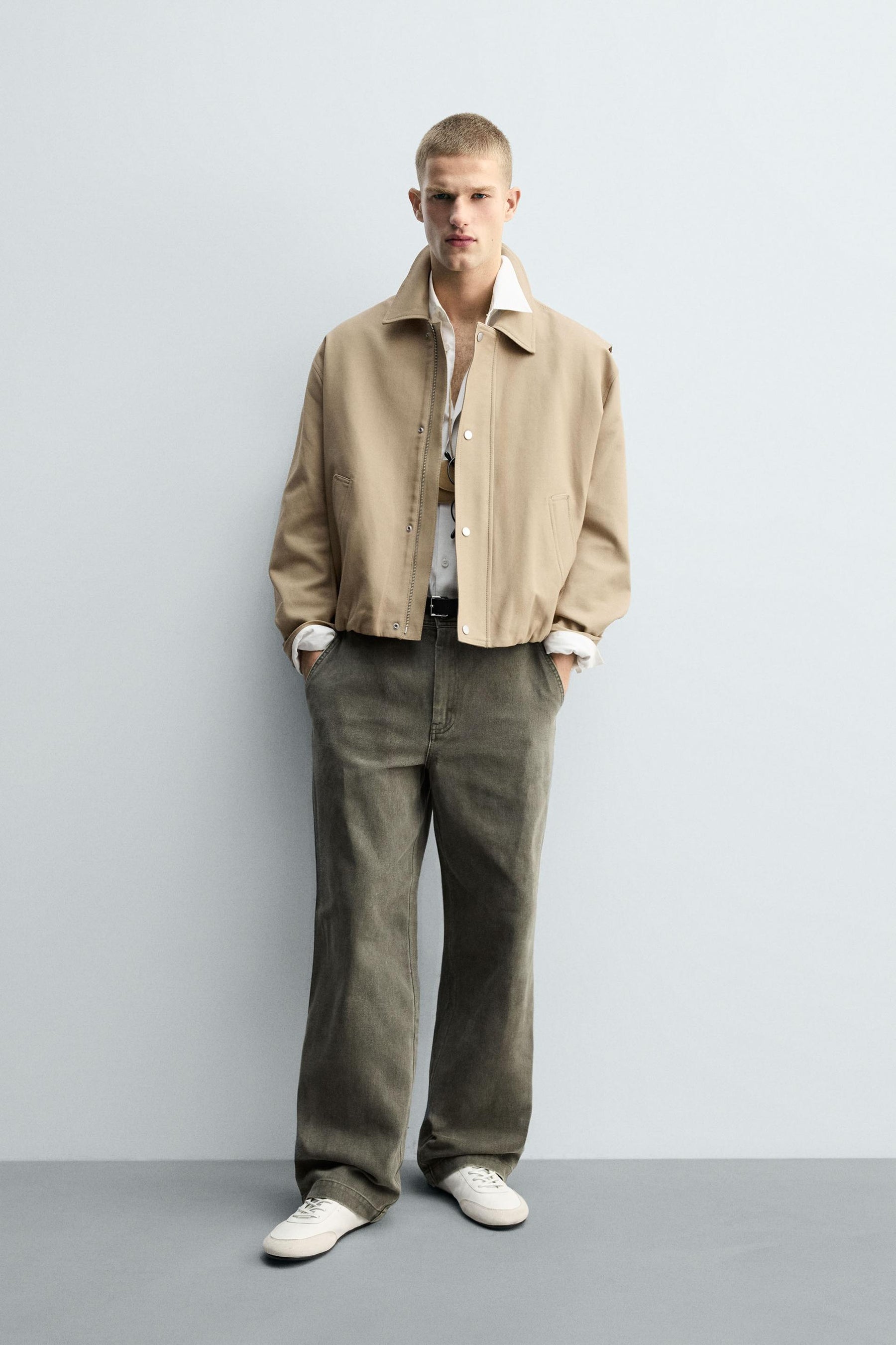 WASHED WIDE-LEG TROUSERS - Image 1