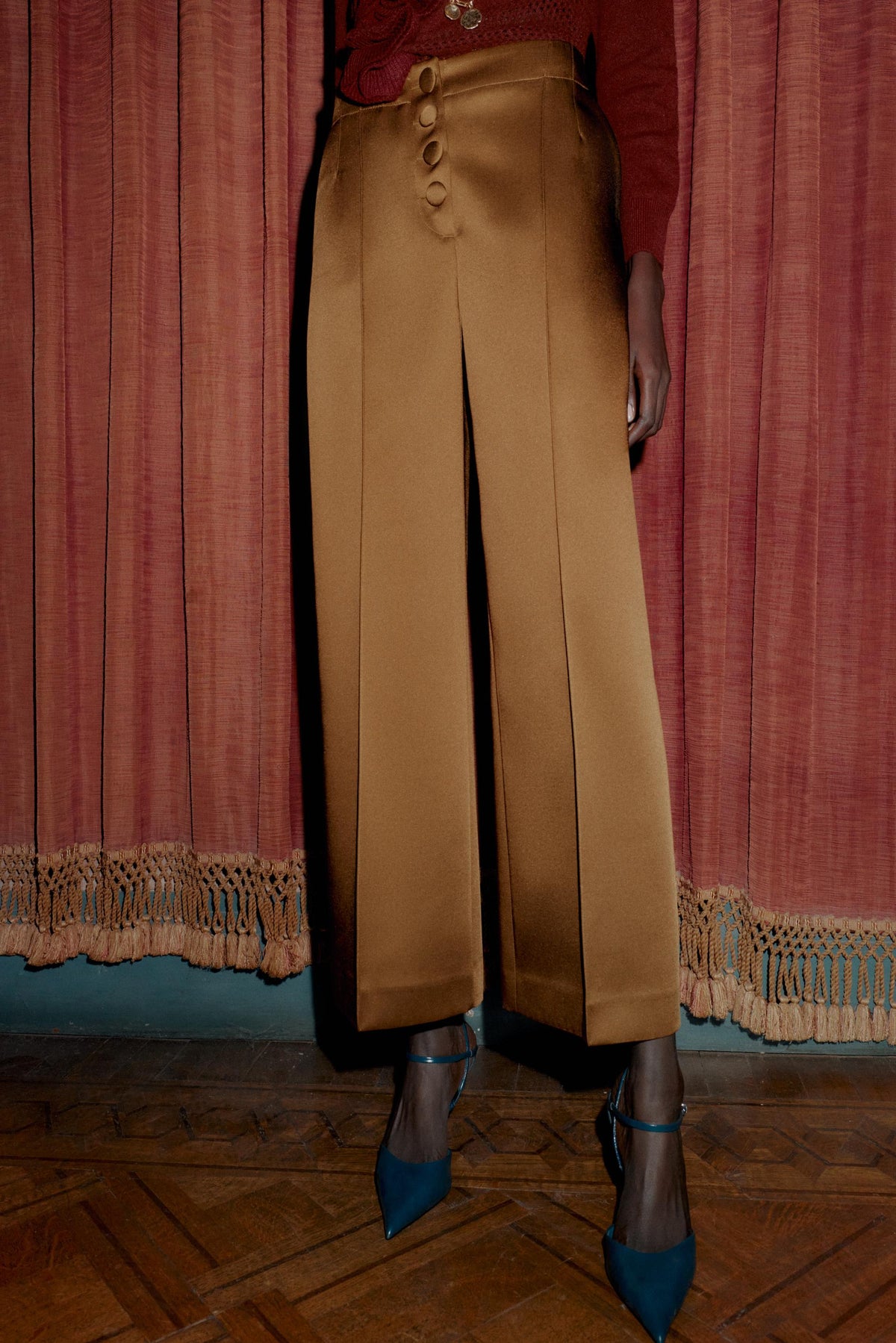 Satin Wide-Leg Trousers