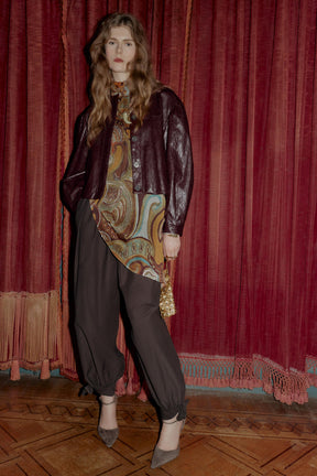 FAUX LEATHER BALLOON BOMBER JACKET - Image 1