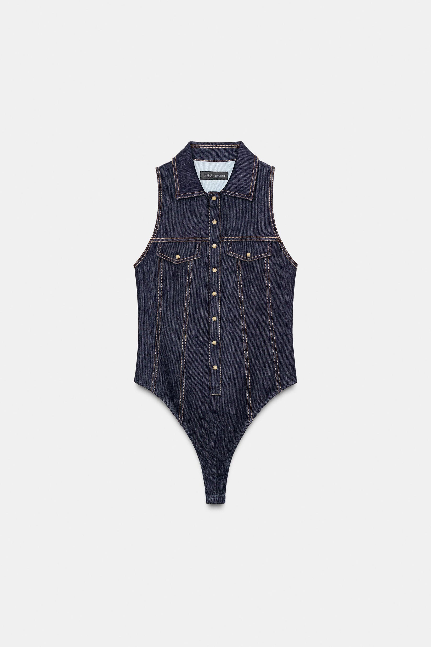 Fitted Denim Bodysuit