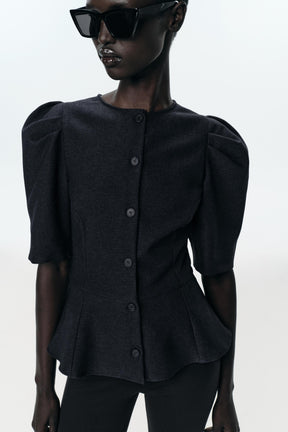 Puff Sleeve Peplum Top