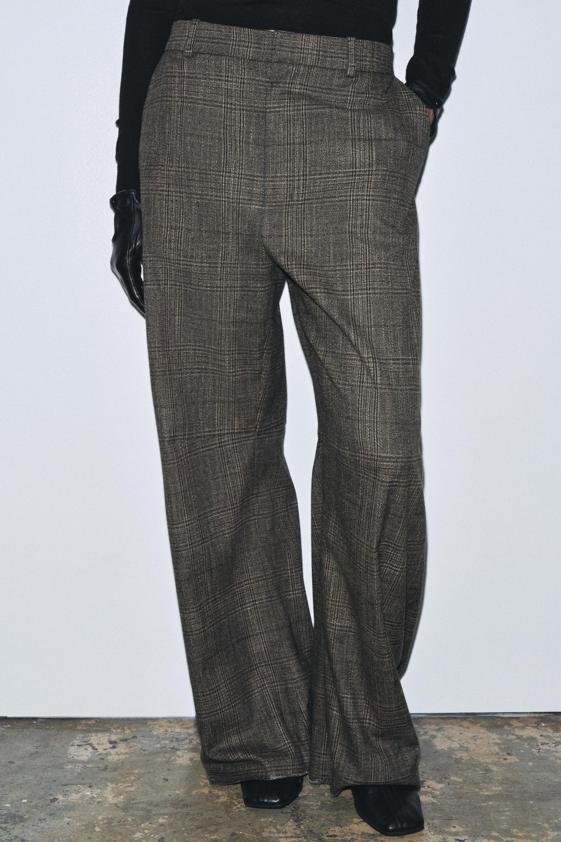 Checked Wool Balloon Trousers