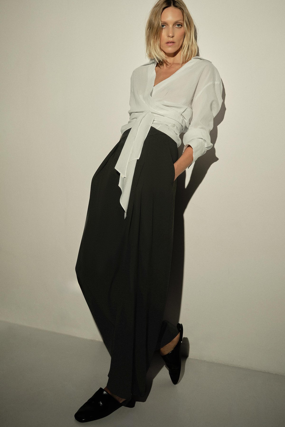 Pleated Wide-Leg Trousers