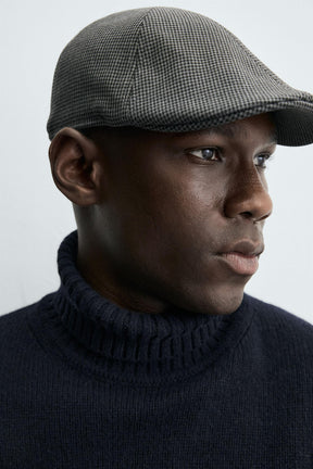 FLANNEL HOUNDSTOOTH BERET - Image 4